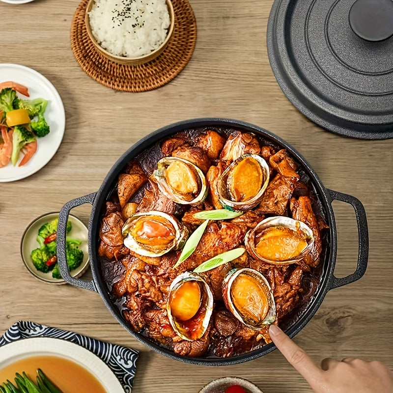 Cast Iron Double Eared Stew Pot, Non-Stick, Versatile Kitchenware