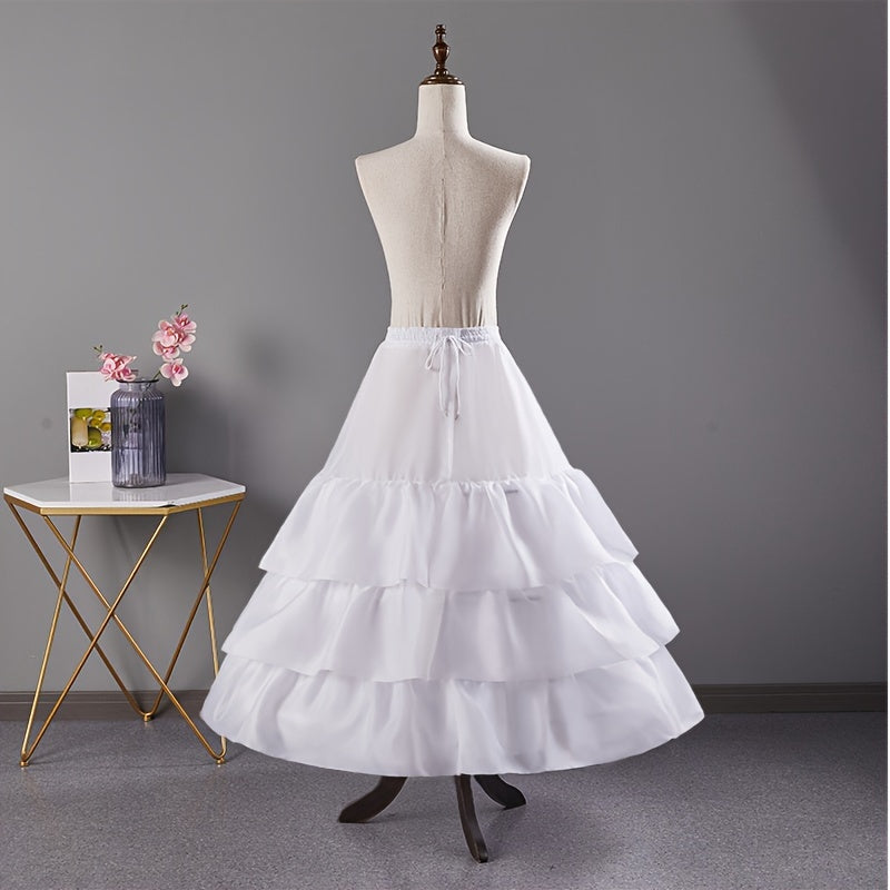 Nikoh kiyimi uchun ostki kiymalar, hajm va shakl uchun 3 ta halqali halqalar bilan A-chiziqli yubka