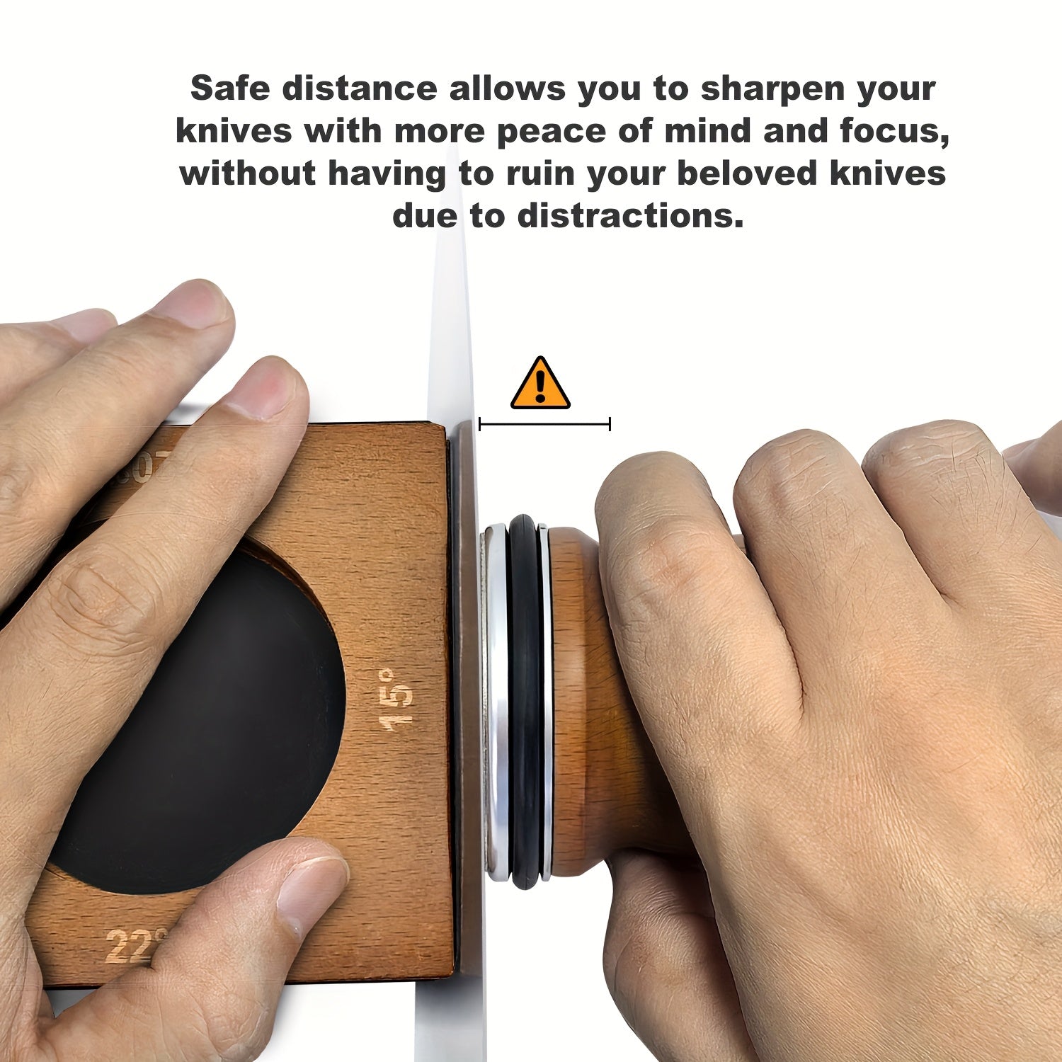 Diamond Roll 4-Sided Knife Sharpener with Wooden Handles for Precision Cutting