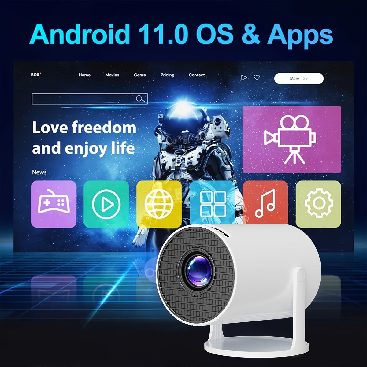  portativ 4K Android proyektor 1080P Wifi ikki tomonlama ekran kinoteatr yorqinligi