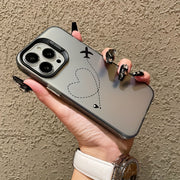 Silver Matte Heart Airplane Phone Case for iPhone TPU Shock Absorption Anti-Slip