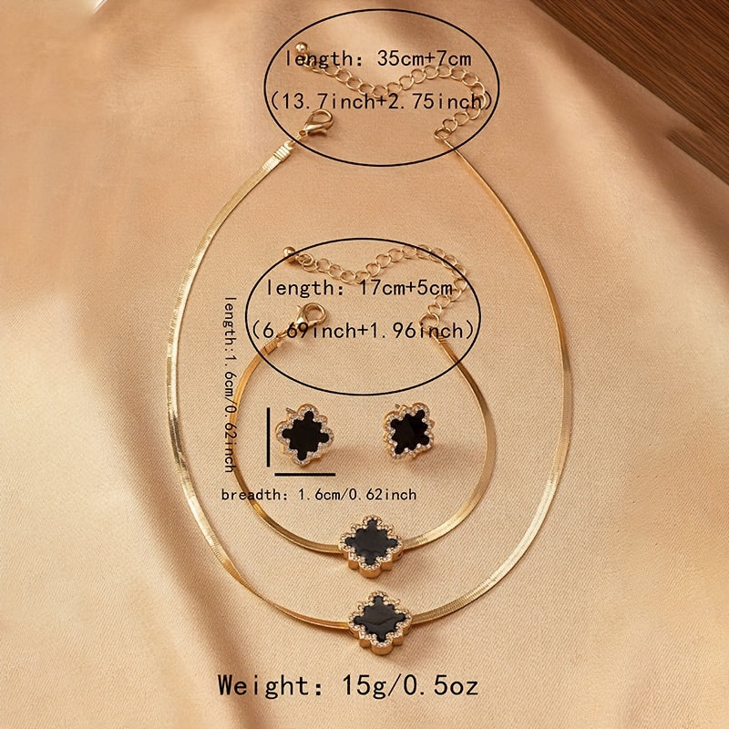 Vintage uslubidagi temir zargarlik to'plami, rhinestone gullar bilan pendant, bilaguzuk va ayollar uchun mos keladigan sirg'alar. Kundalik kiyimlar uchun mukammal.