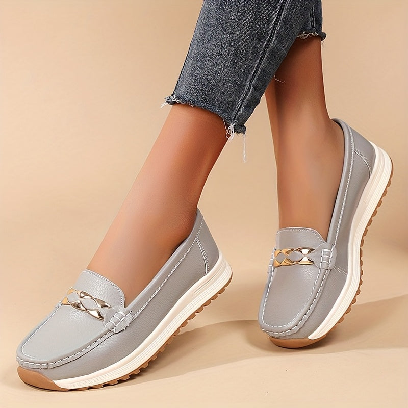 Women's Slip-On Moccasin Shoes with Sequin Embellishments and Non-Slip Soles