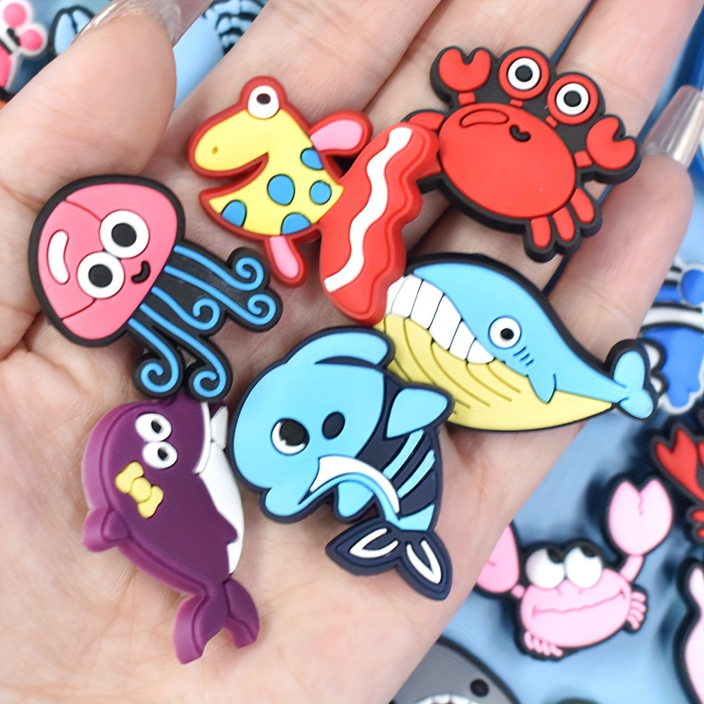 Sea World Animal Shoe Charms Set for Kids Plastic Marine Life Decorations