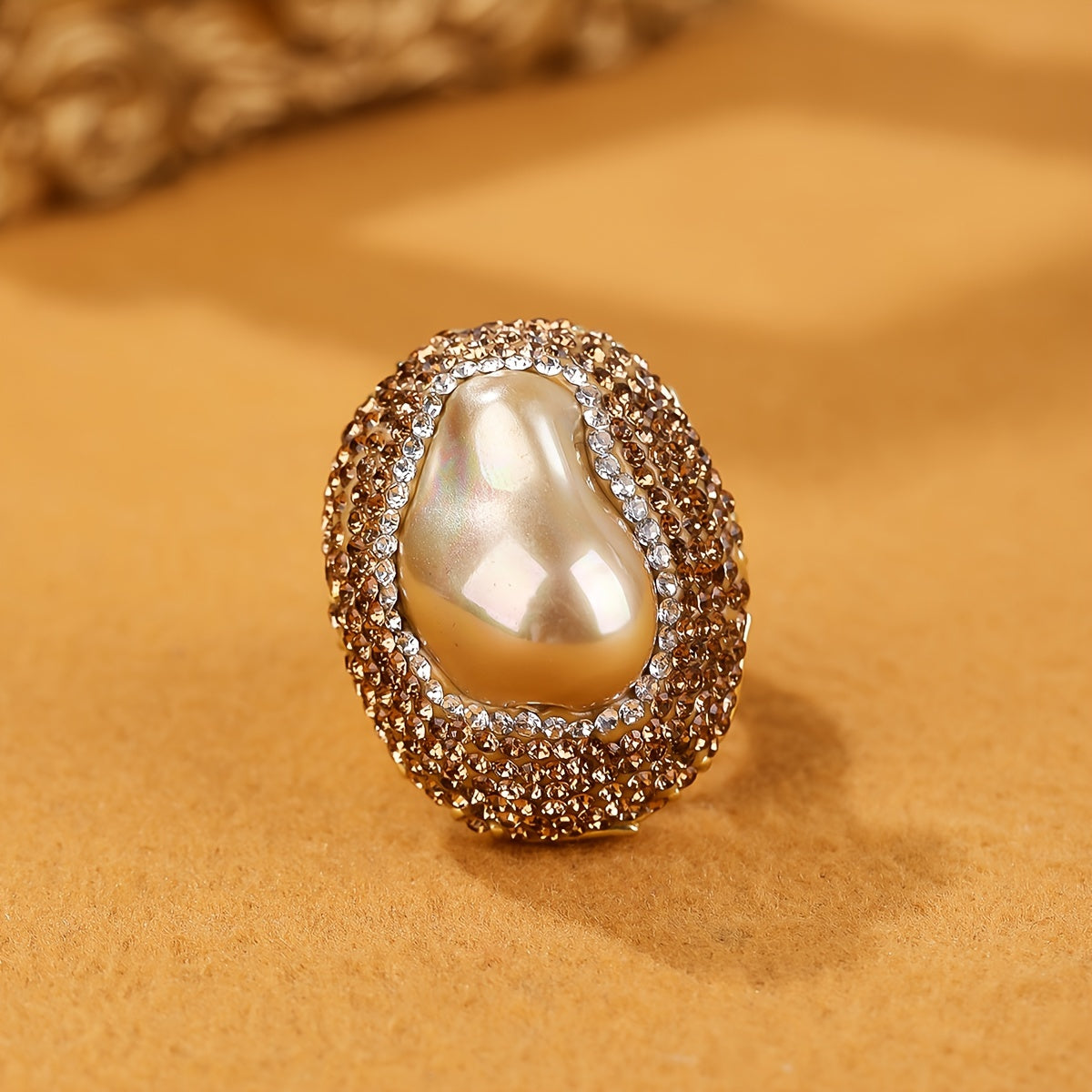 Chic Barok marvarid uzuk, rhinestone aksentlari bilan bezatilgan - Partiyalar va sovgalar uchun ideal, har qanday tadbirga mos keladi