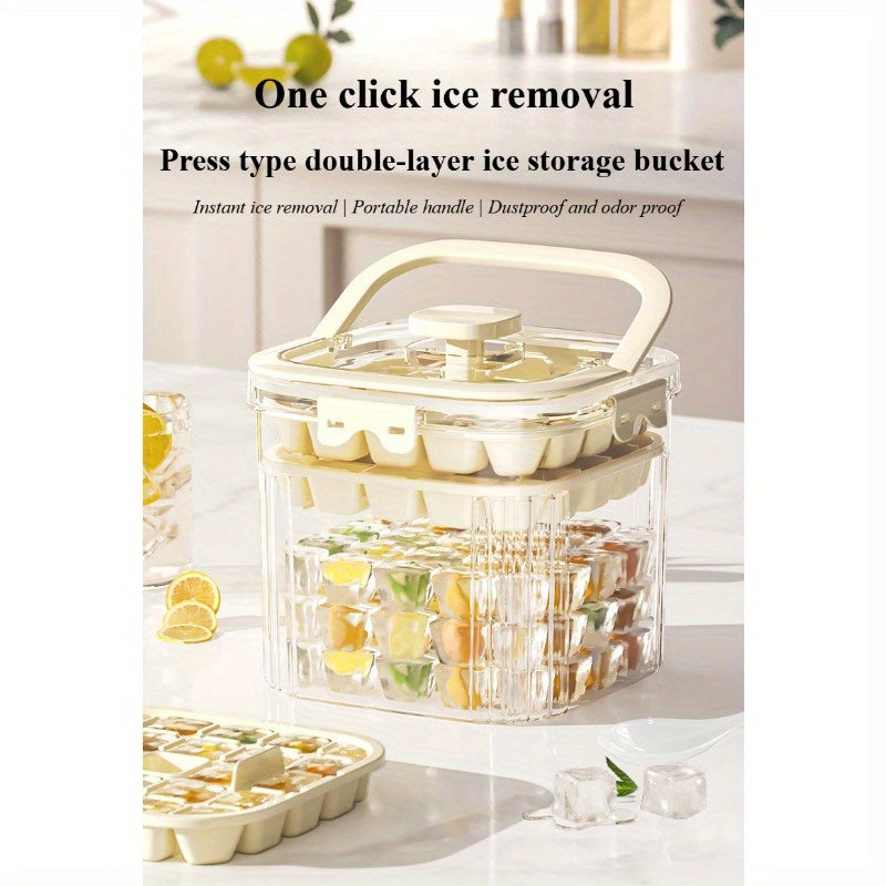 Large Capacity Ice Maker with 48 Grid, Portable Ice Bucket for Summer Use