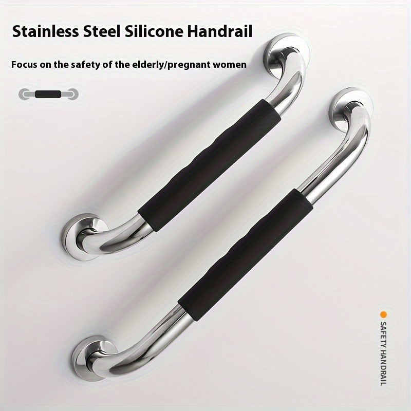 Silliq zanglamas po'latdan yasalgan hammom qo'l tutqichi, xavfsizlik va qulaylik uchun silikon tutqich bilan.