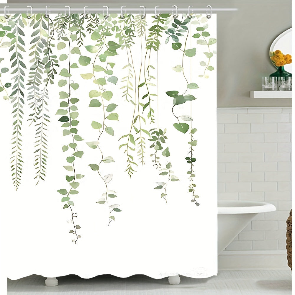 Green Leaf Shower Curtain Waterproof Polyester Bathroom Decor Privacy 70x72 Inches