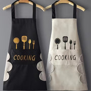 Uzoq muddatli suv o'tkazmaydigan polyester apron, qulay cho'ntaklar bilan - yog'ga chidamli, oson tozalanadigan oshpazlik apron, erkaklar va ayollar uchun - oshxona va restoran sharoitida foydalanish uchun ideal