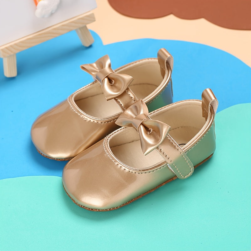 Girls Flat Shoes with Bow, Soft Princess Sandals, PU Upper, Spring Summer