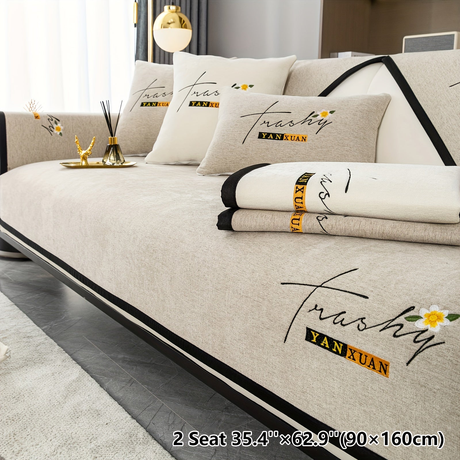 Chenille Sofa Slipcover All Seasons Protects Furniture and Enhances Home Decor