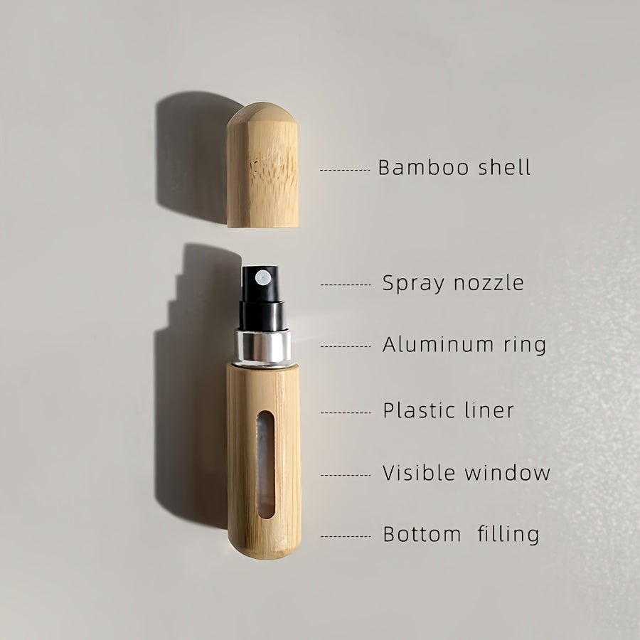 Set of Bamboo Shell Perfume Atomizers Refillable Spray Bottles 5ml 8ml Portable Travel