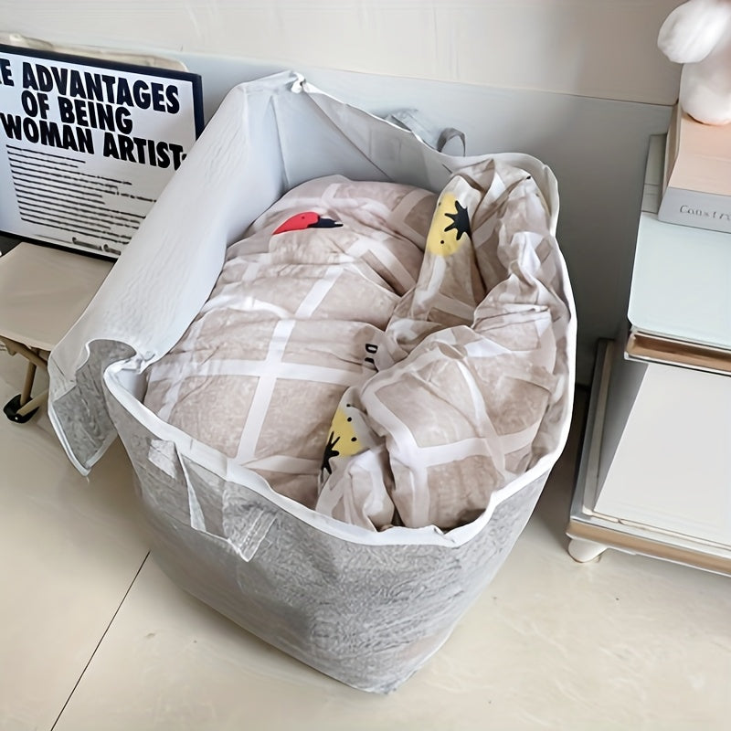 Organizador de almacenamiento con asas y contenedor con cremallera para mantas, ropa, dormitorio, residencia, viaje