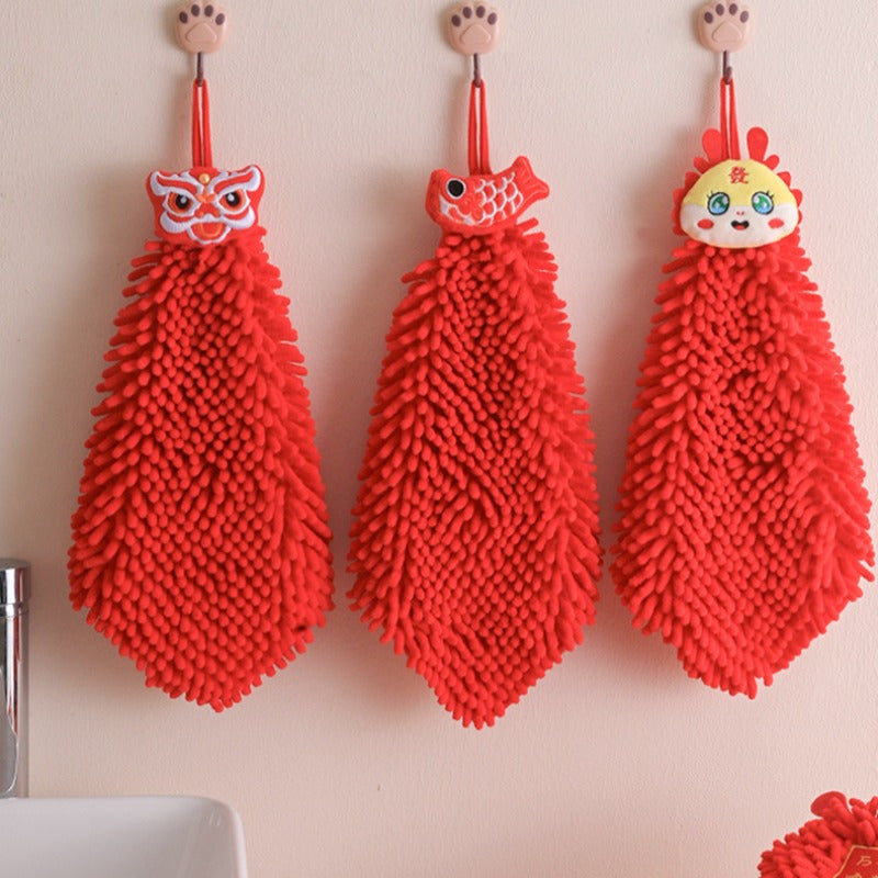 2pcs Ultra-Soft Polyester Chinese New Year Kitchen Towels for Spring Festival Decoration