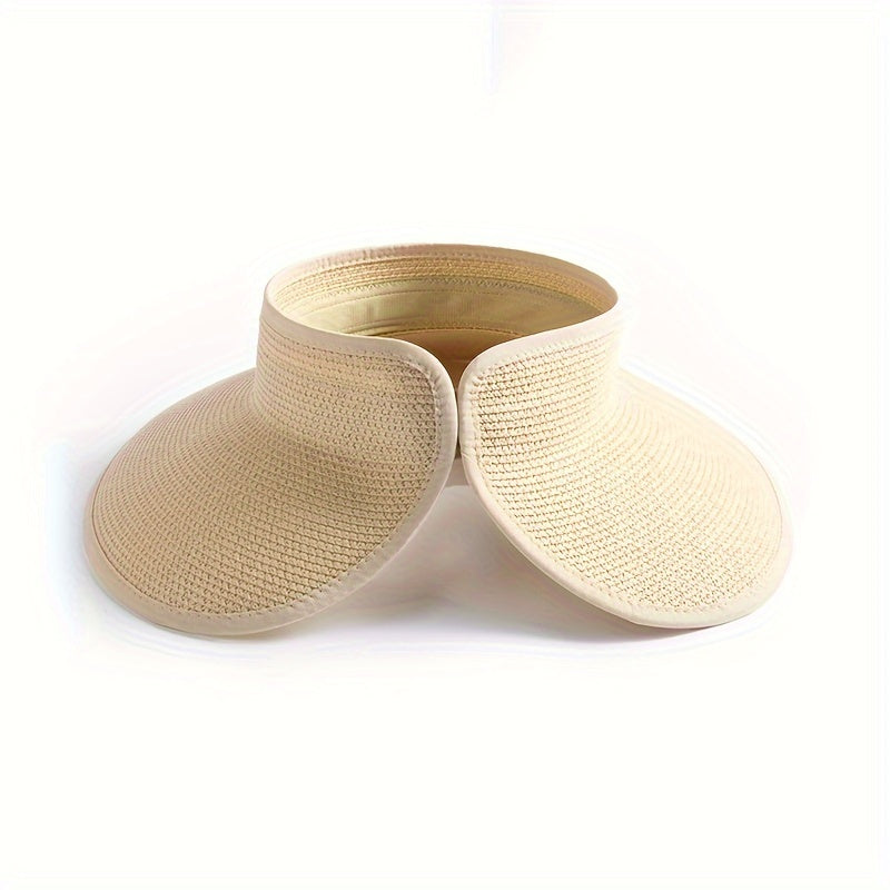 Women’s Wide Brim Straw Sun Visor Hat Packable Foldable Beach Travel Summer