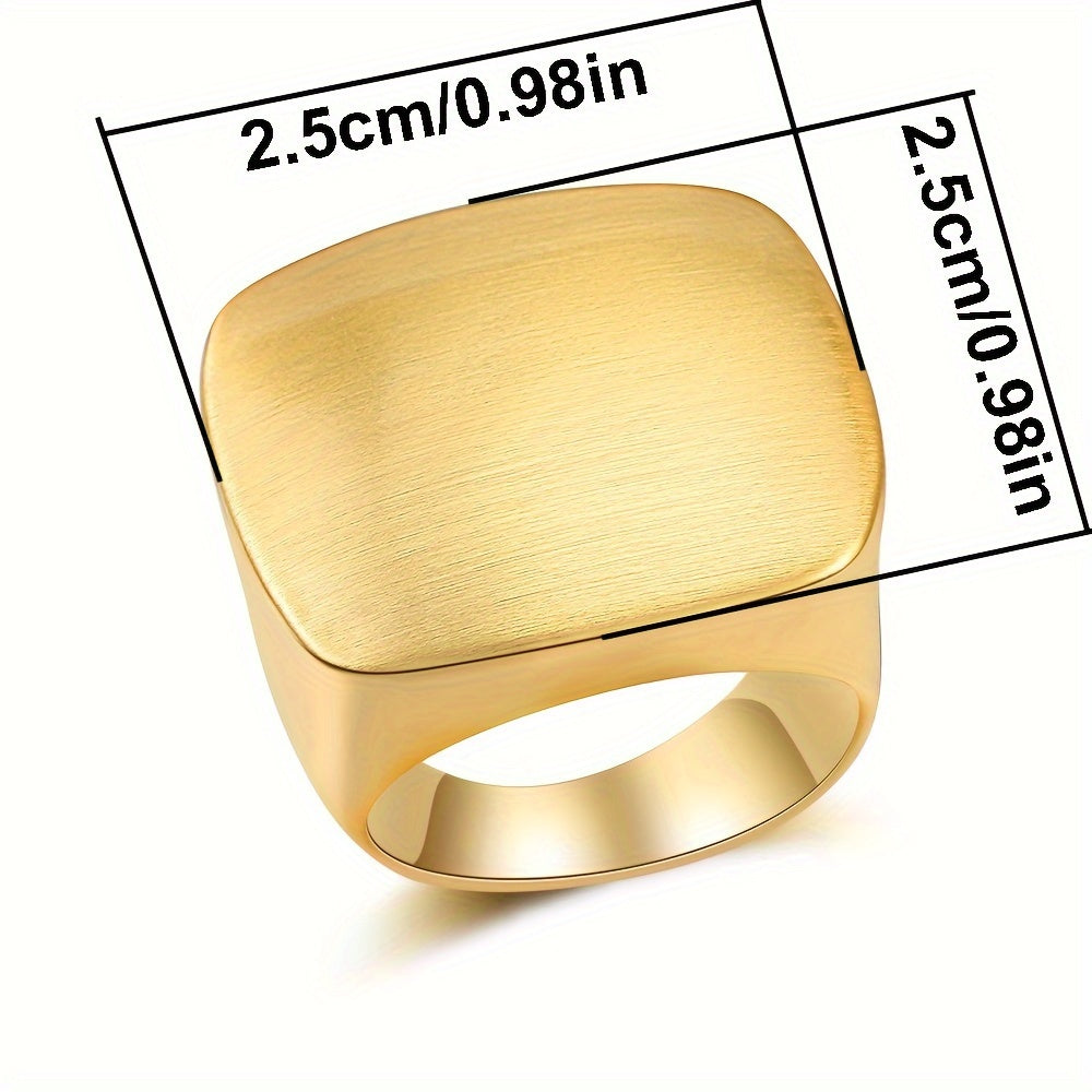 Women's Wide Metal Square Ring 18K Gold Plated for Christmas Valentine's Day