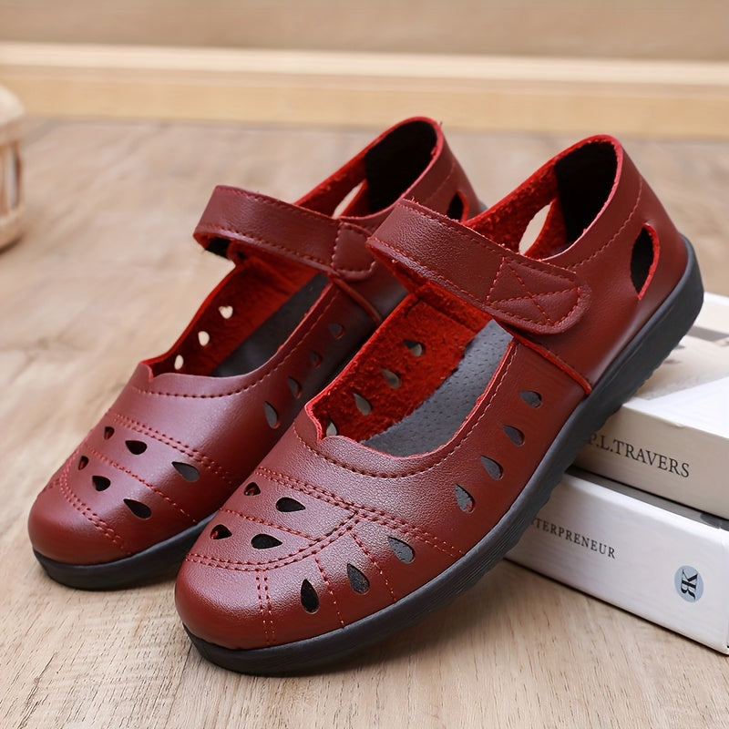 Women's Breathable Synthetic Slip-On Flats with Adjustable Strap Black