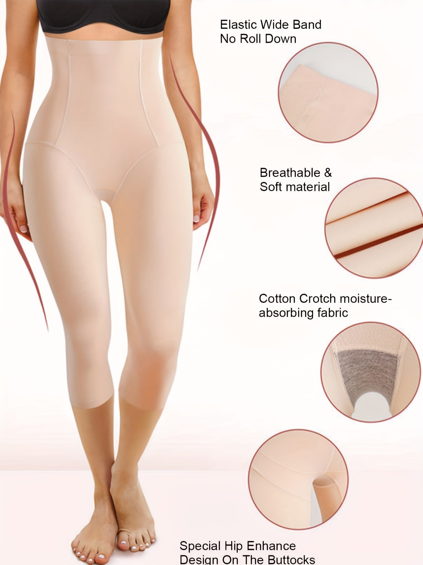 Women's High Waist Shaping Capri Pants Tummy Control Compression Underwear