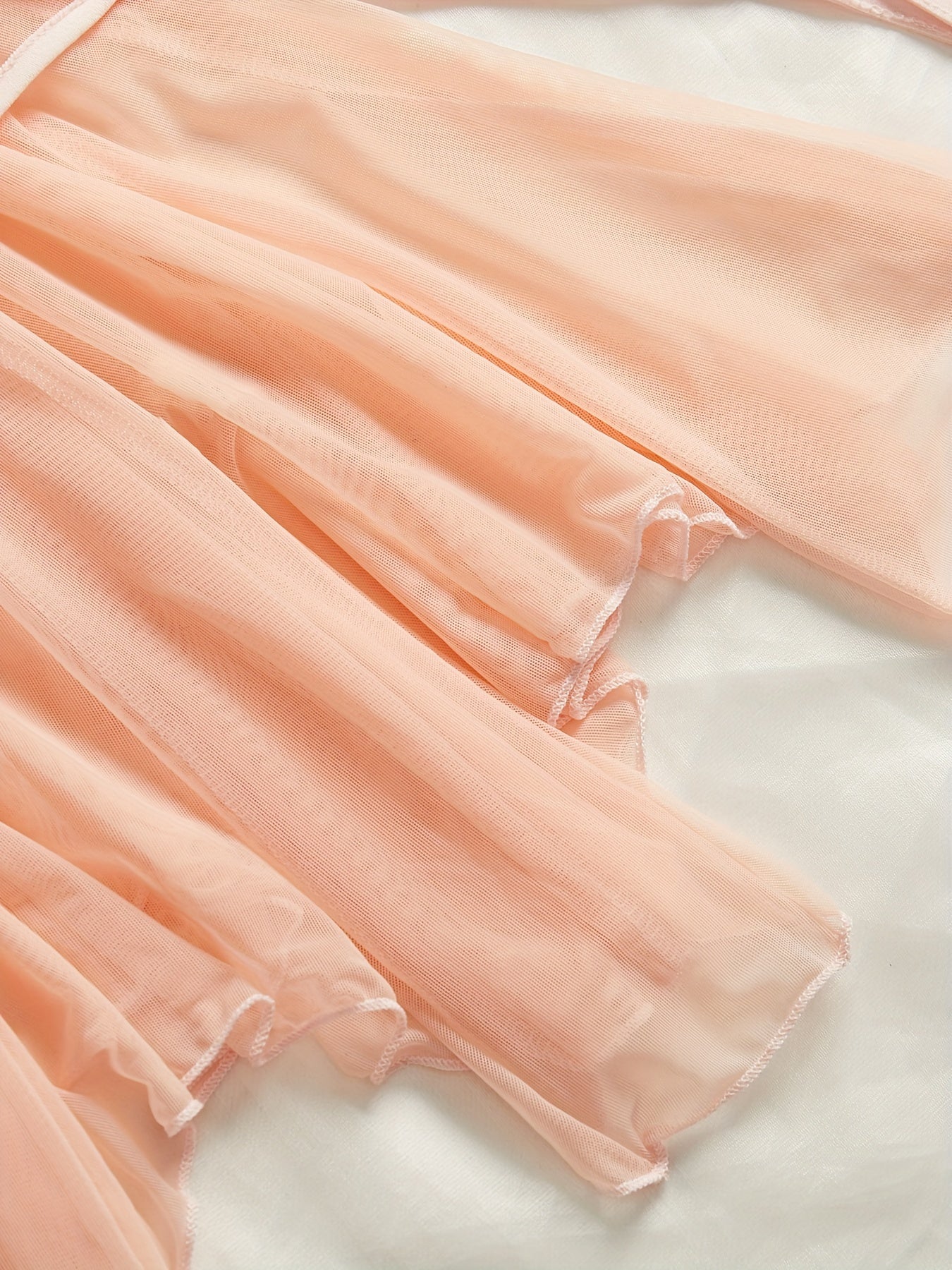 Pink Mesh Babydoll Dress with Satin Bow Accents and Adjustable Straps Lingerie