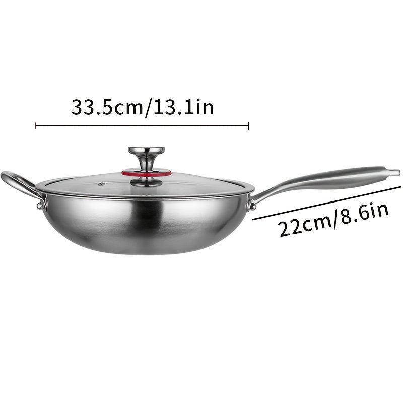 Stainless Steel Non-Stick Frying Pan with Hammered Pattern for Eggs and Stir-Fry