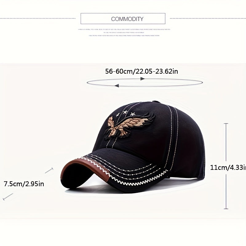 Gorra de béisbol unisex con bordado de águila, tela transpirable, para deportes al aire libre