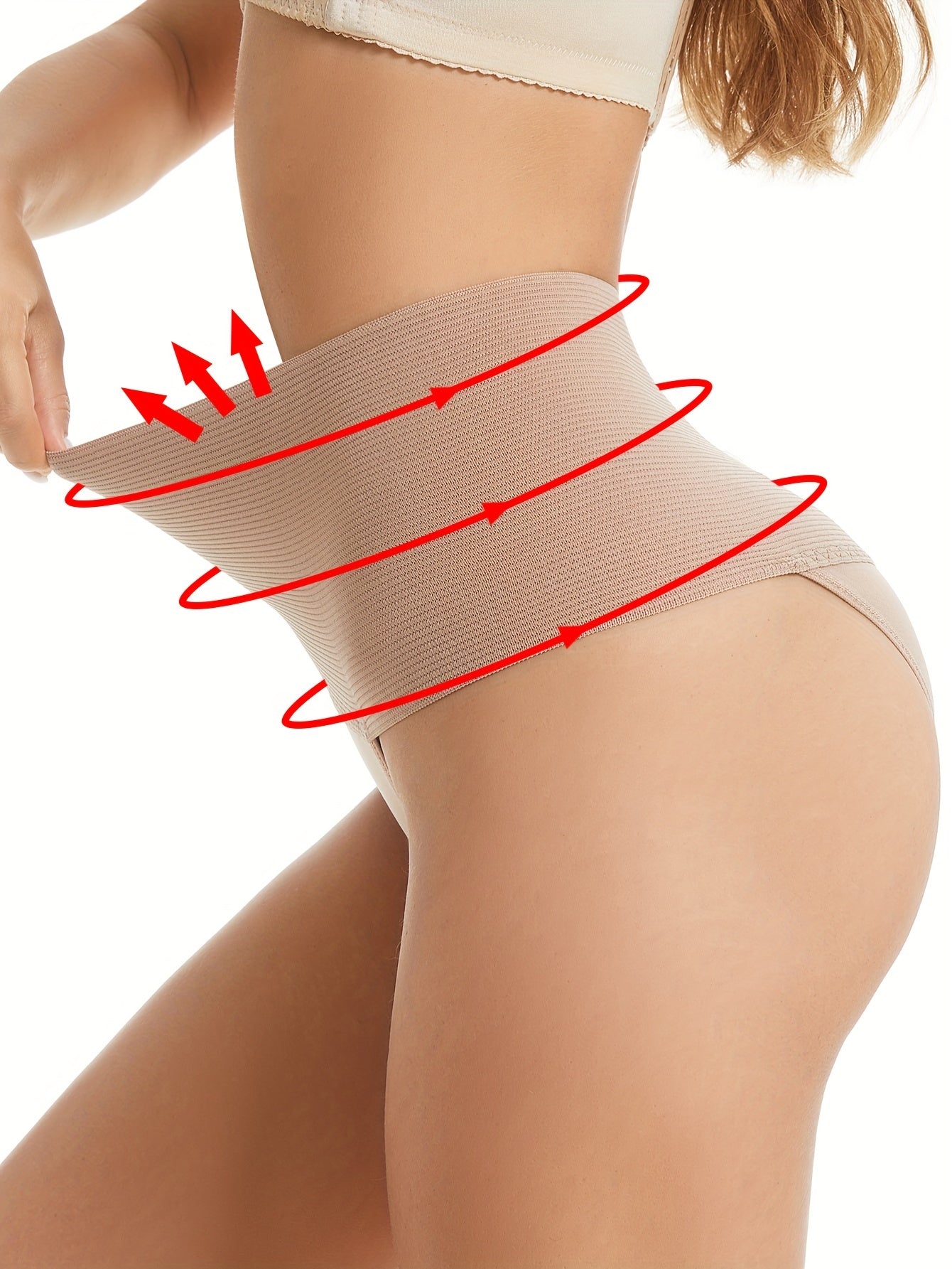 Women's High Waist Shaping Panties Tummy Control Compression Solid Color Briefs