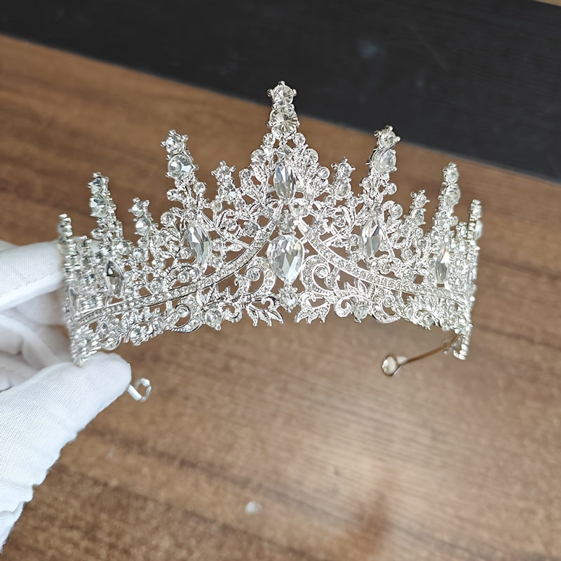 Diadema nupcial con cristales, corona oversized para bodas y eventos