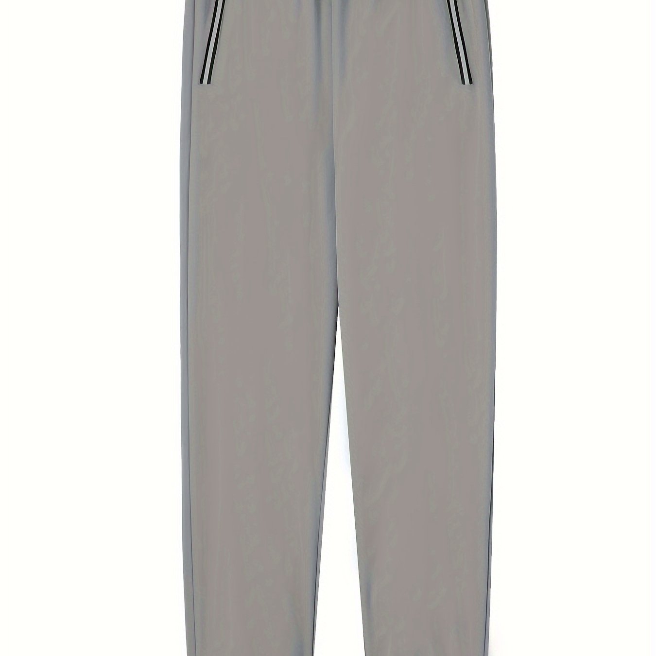 Men's Solid Polyester Activewear Sports Pants with Zip Pocket and Drawstring Waist
