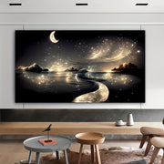 Dreamy River Canvas Wall Art Landscape Night Scene with Stars for Modern Home Decor
