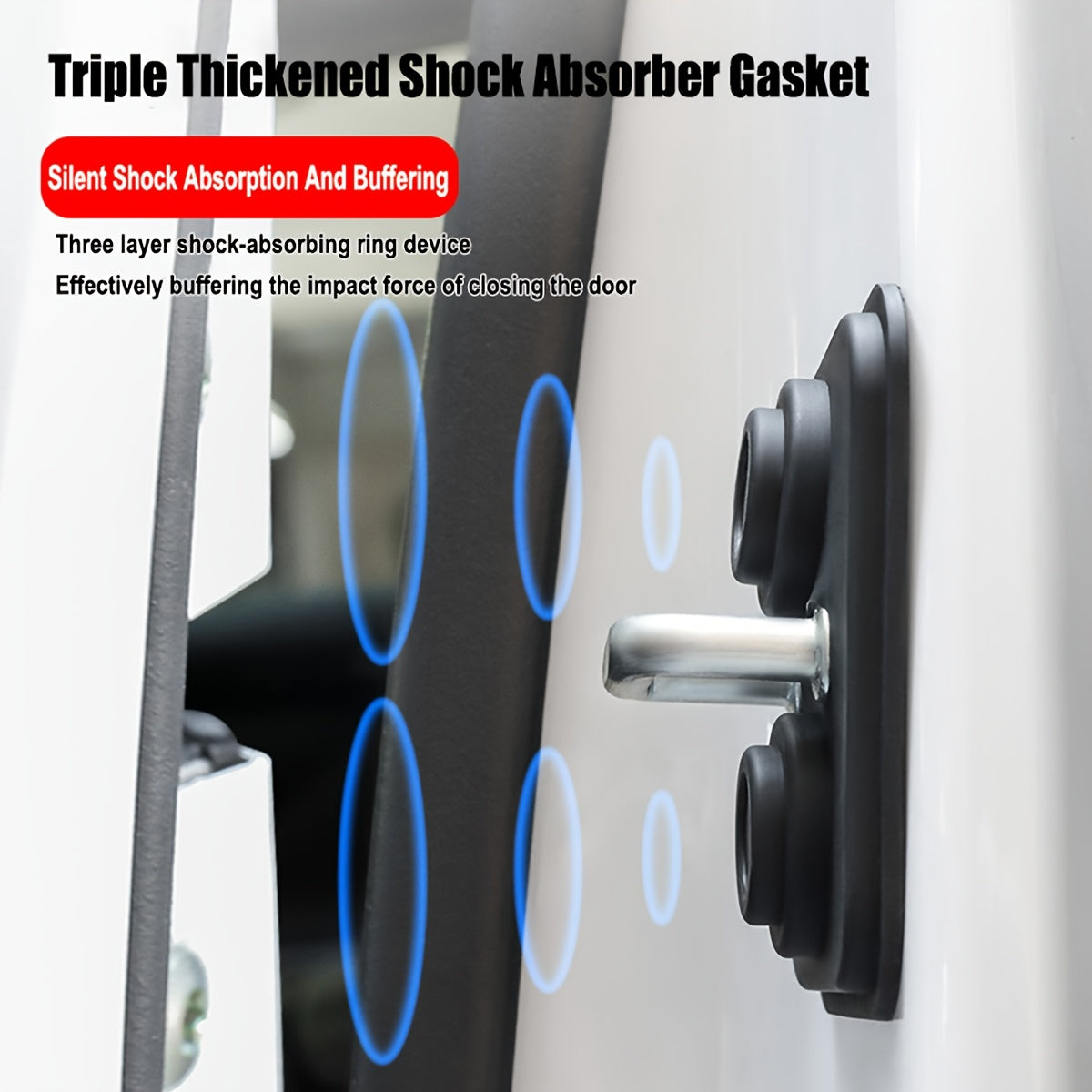 4 piezas de almohadillas de absorción de golpes de silicona para cerraduras de puertas de coche, reducción de ruido