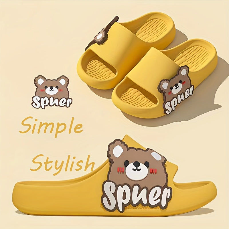 Kids Cartoon Bear Slippers Lightweight Non-Slip EVA Casual Home Shoes for Boys and Girls