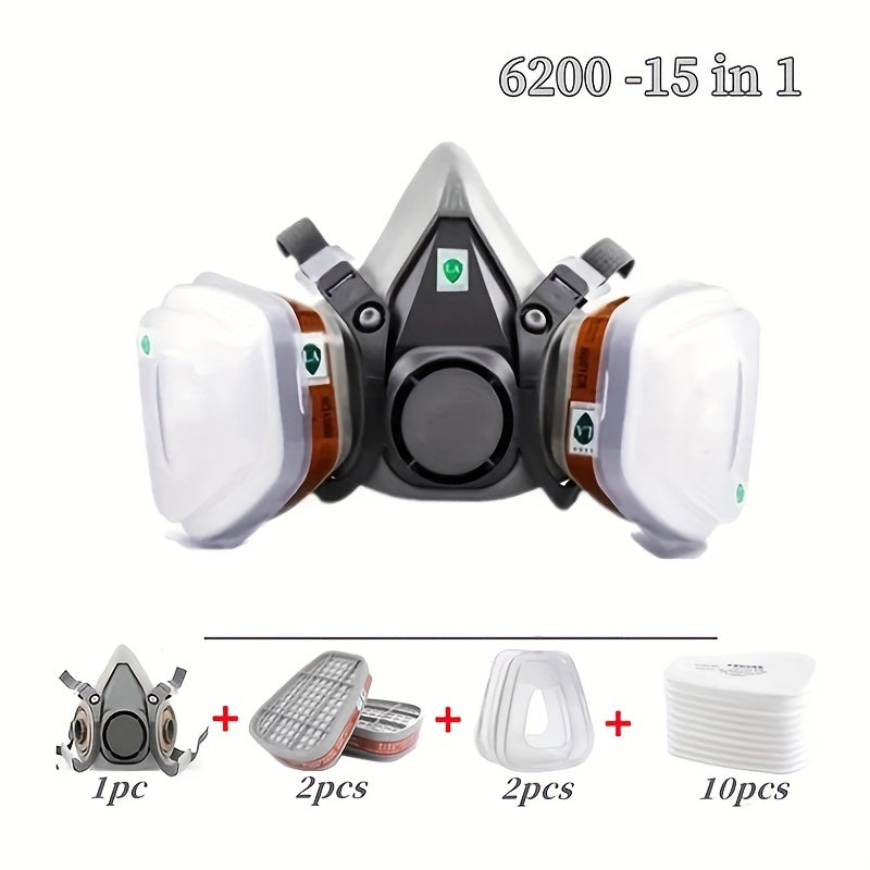 Half Face Mask Respirator with Gas Filter Reusable Dust Mask for Chemical Pesticide Protection