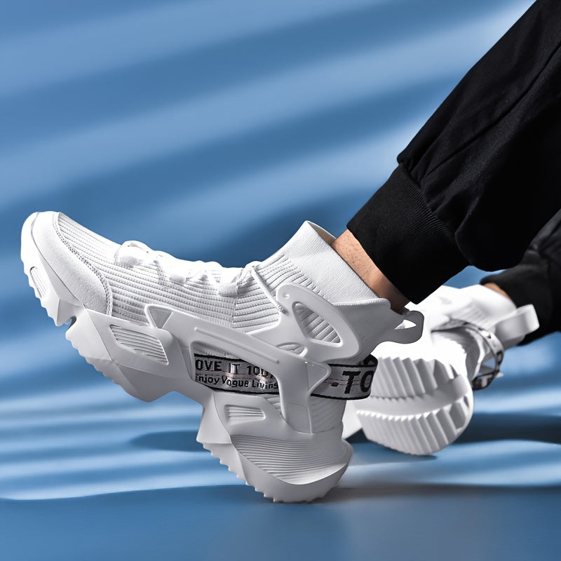 Men's High-Top Casual Sneakers with Thick Breathable Soles and Anti-Slip Design