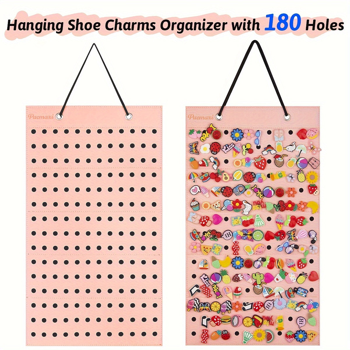 Hanging Shoe Charms Organizer Wall Mount with 180 Holes for Shoe Decorations