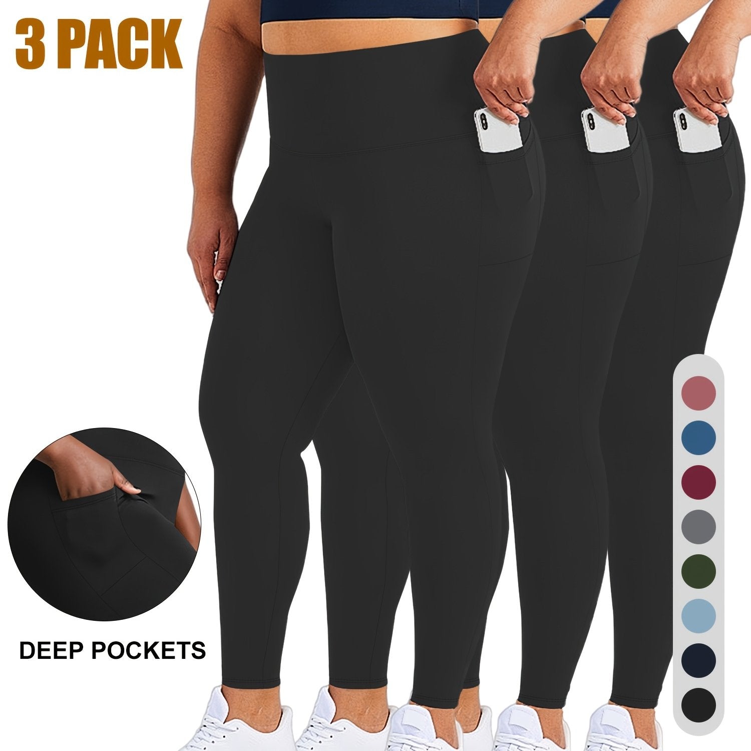 Women High-Waist Leggings with Deep Pockets 9/3 Length 4-Way Stretch
