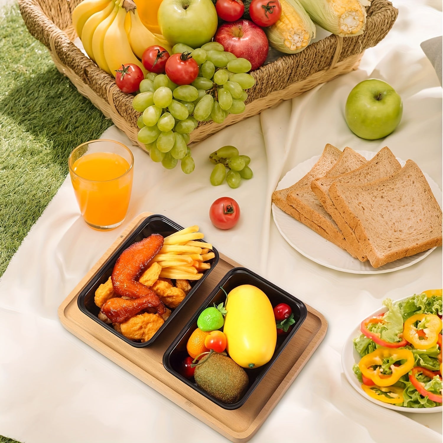 Pack of 30 Black Plastic Food Storage Containers with Lids, Leakproof, Microwave Safe