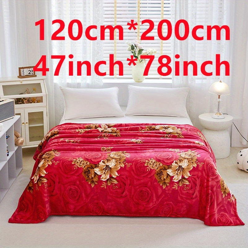 Floral Print Bed Blanket Soft Cozy Throw for Couch Sofa Bed Camping Travel