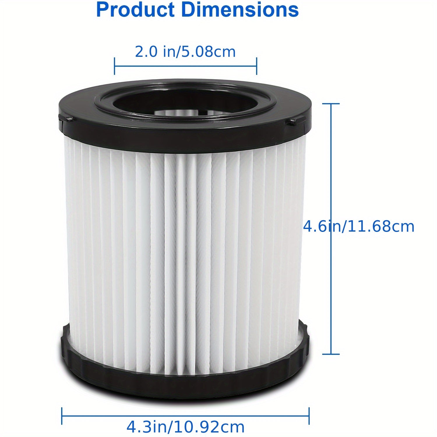 Washable High-Efficiency Vacuum Filter for Cordless Wet Dry Vacuums