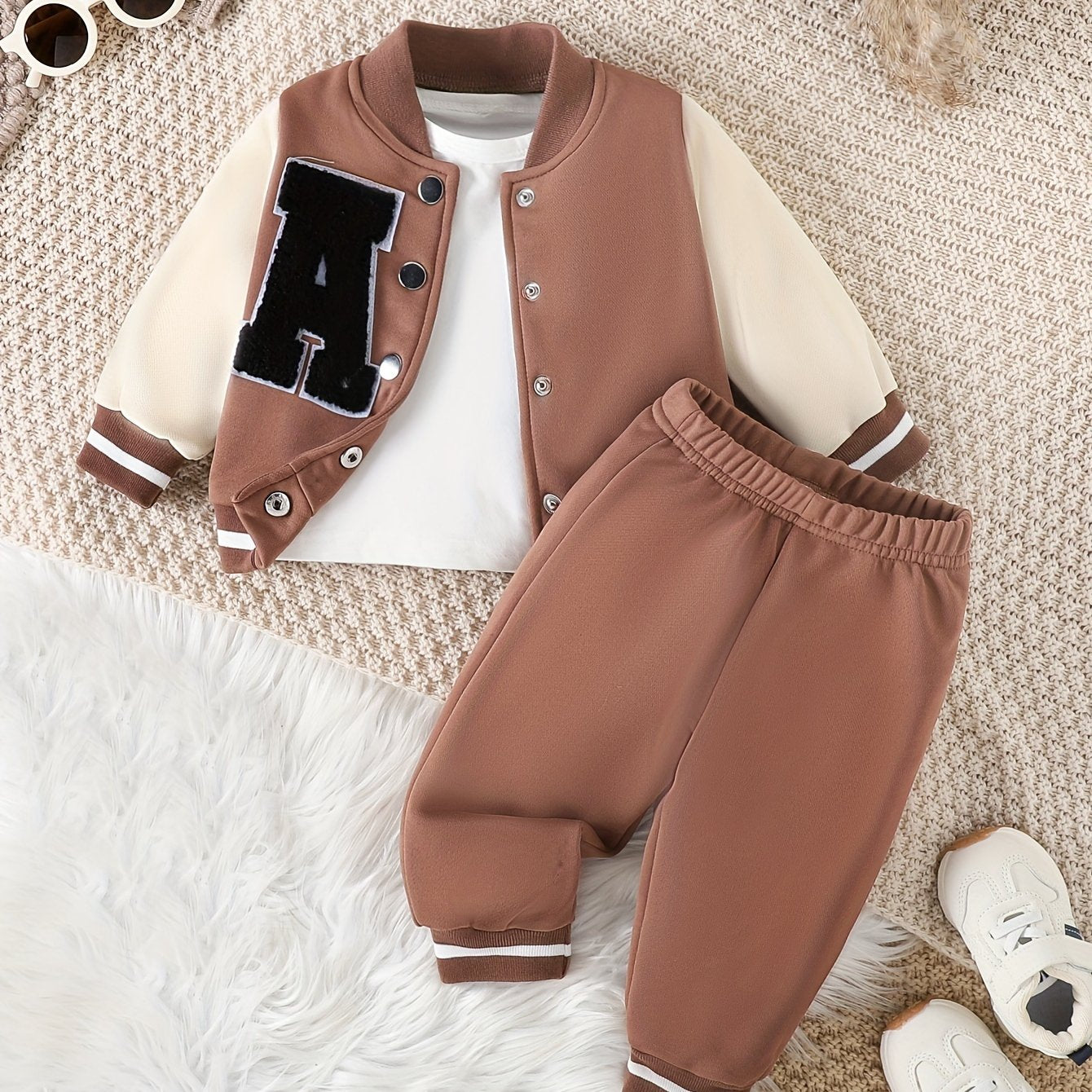 Baby Boys Casual Fall Winter Baseball Coat and Pants Set
