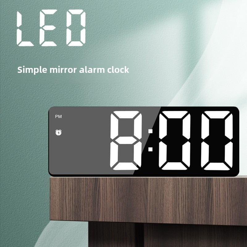 Modern LED Digital Clock with Temperature Display Adjustable Brightness Alarm Battery-Powered Black Desk Clock