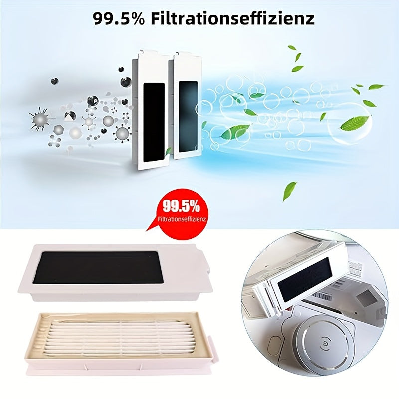 ECOVACS DEEBOT T20 Omni uchun aksessuarlar to'plami, 22 dona, 1 ta asosiy cho'tka valigi, 6 ta yon cho'tka, 3 ta Hepa filtri, 8 ta mopa padlari va 4 ta chang sumkasi o'z ichiga oladi.