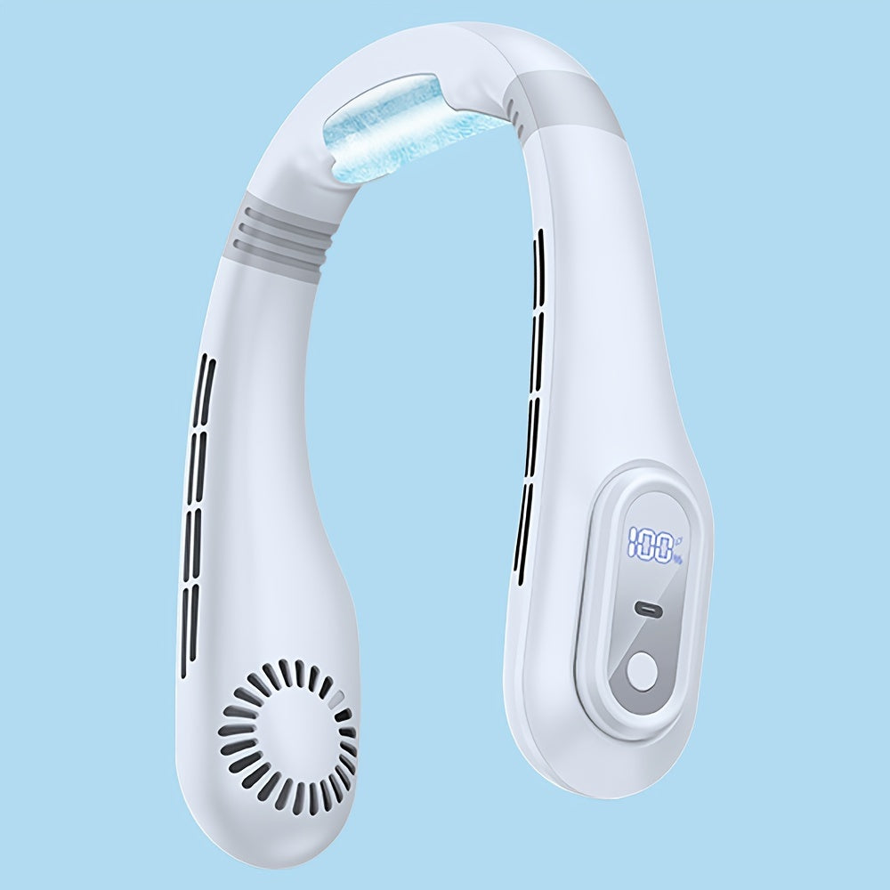 Portativ qirqsiz bo'yin ventilyatori, yuqori tezlikda, USB orqali zaryadlanadigan va tugma boshqaruvi, ichki va tashqi foydalanish uchun shaxsiy sovutish qurilmasi, 3000mAh litiy batareyasi bilan jim ishlash.