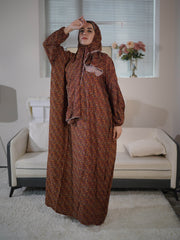 Plus Size Modest Dress Long Sleeve Casual Loose Dress with Hijab