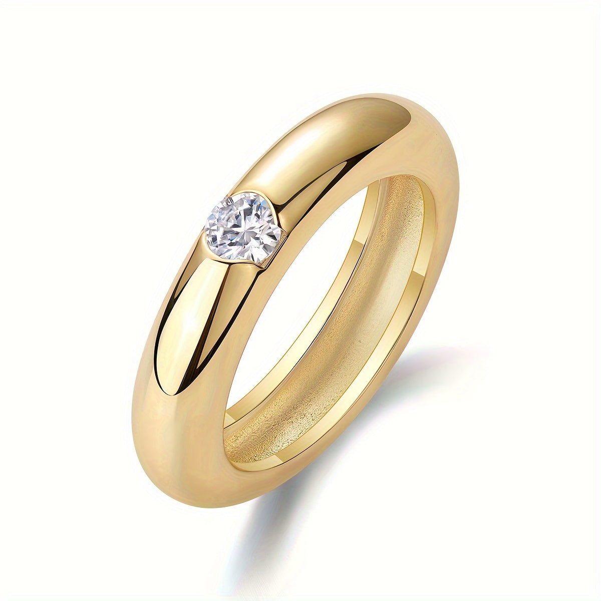 3.0mm Moissanite Silver Plated Ring with 18K Gold Accents for Women and Men