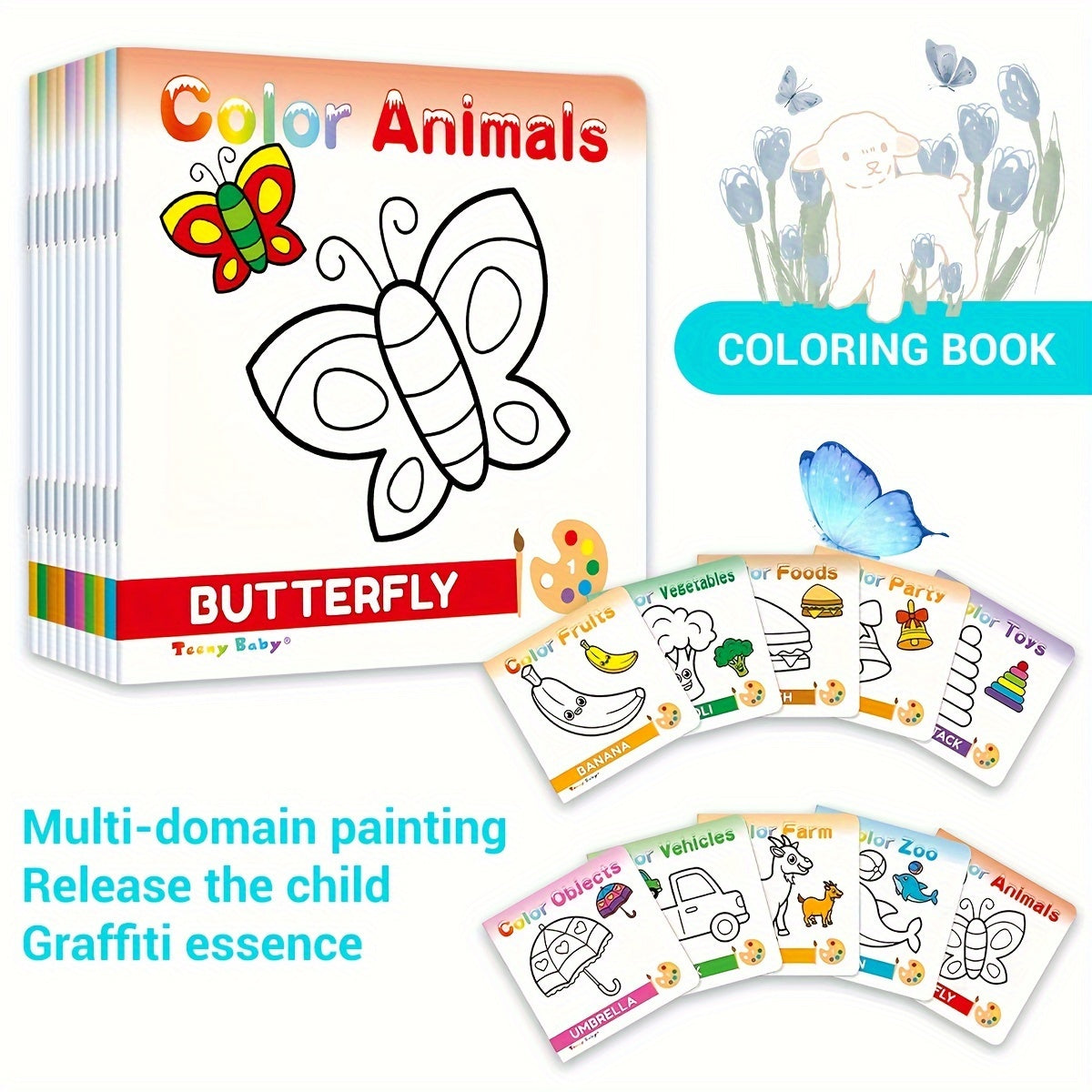 10-Piece Kids DIY Coloring Book Set for Ages 4 and Up