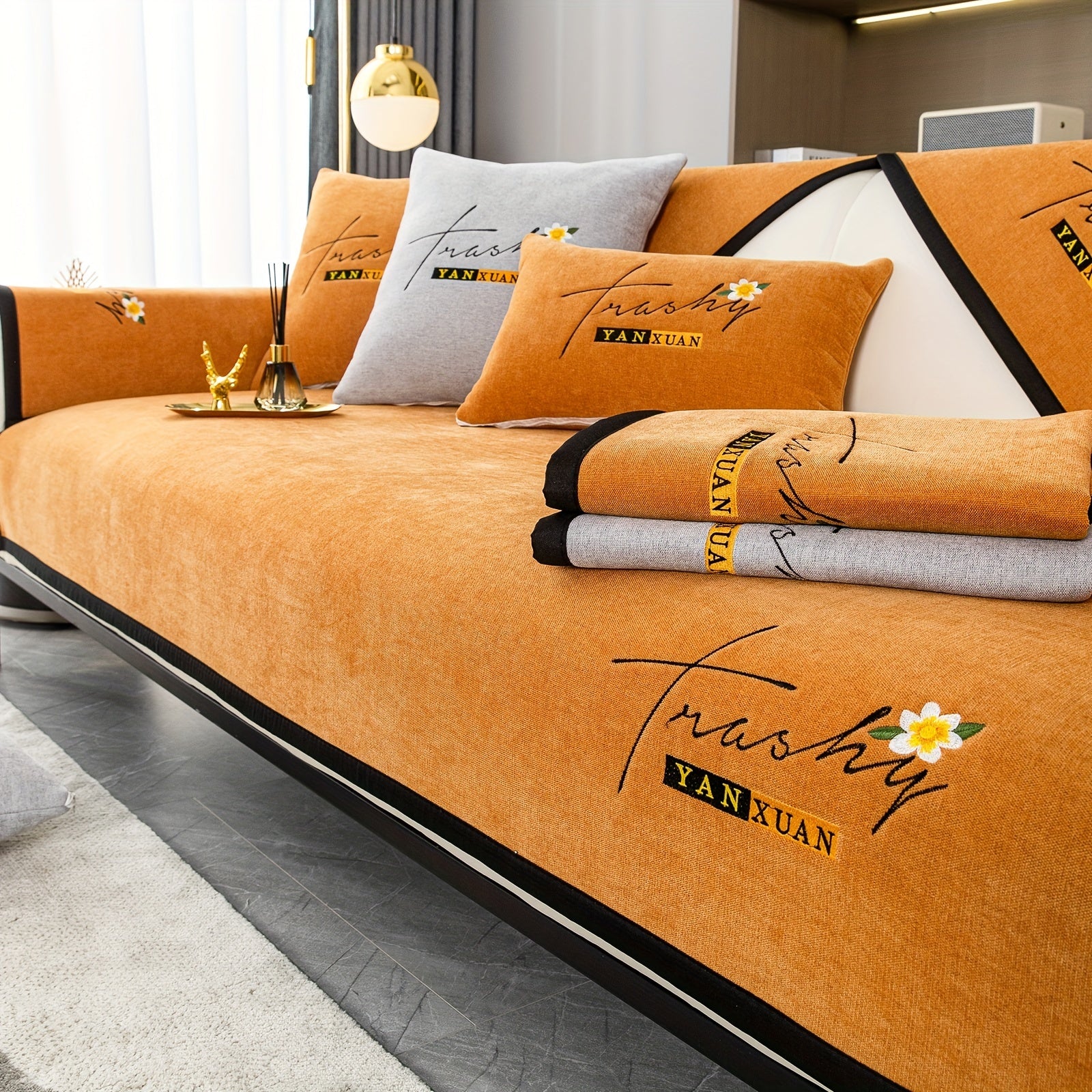 Chenille Sofa Slipcover All Seasons Protects Furniture and Enhances Home Decor