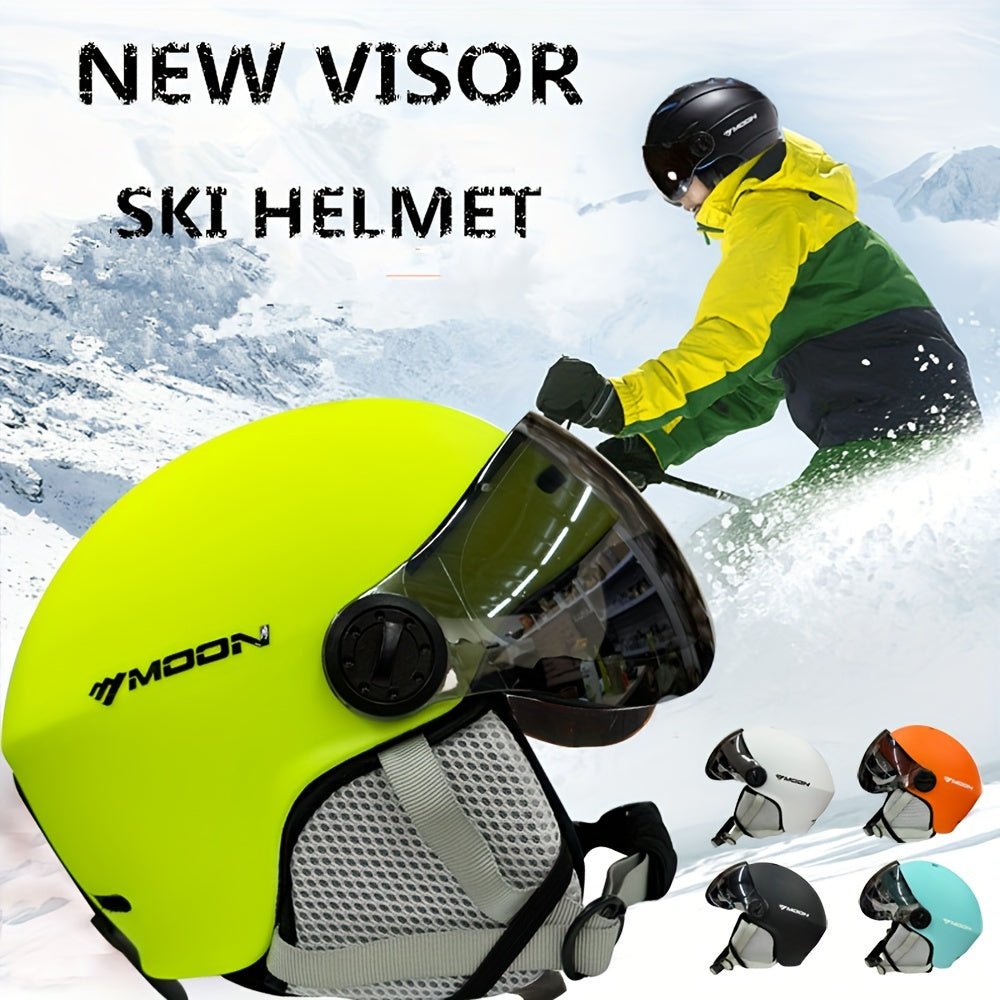 Casco de esquí con gafas de ajuste universal construcción en PC EPS visor para snowboard y patinaje
