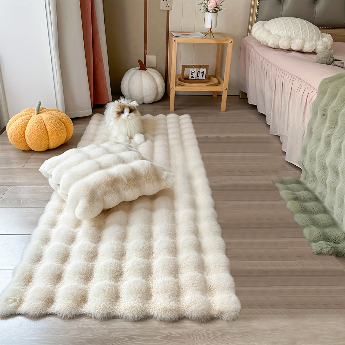 Alfombra de terciopelo burbuja suave y esponjosa para dormitorio y sala de estar antideslizante e impermeable