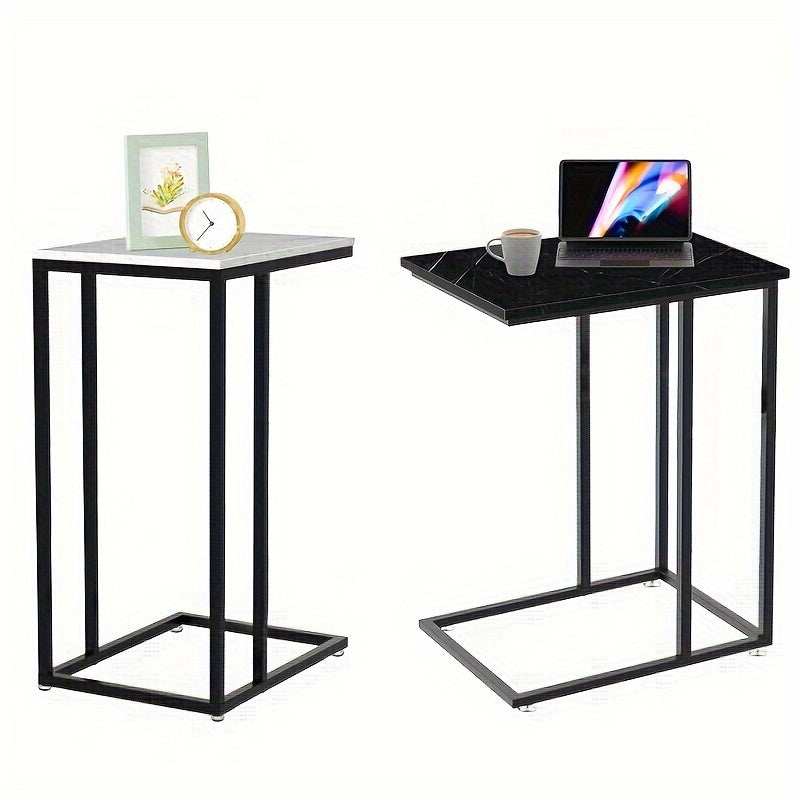 Mesa auxiliar en forma de C para sofá cama, superficie grande, acero zinc ecológico