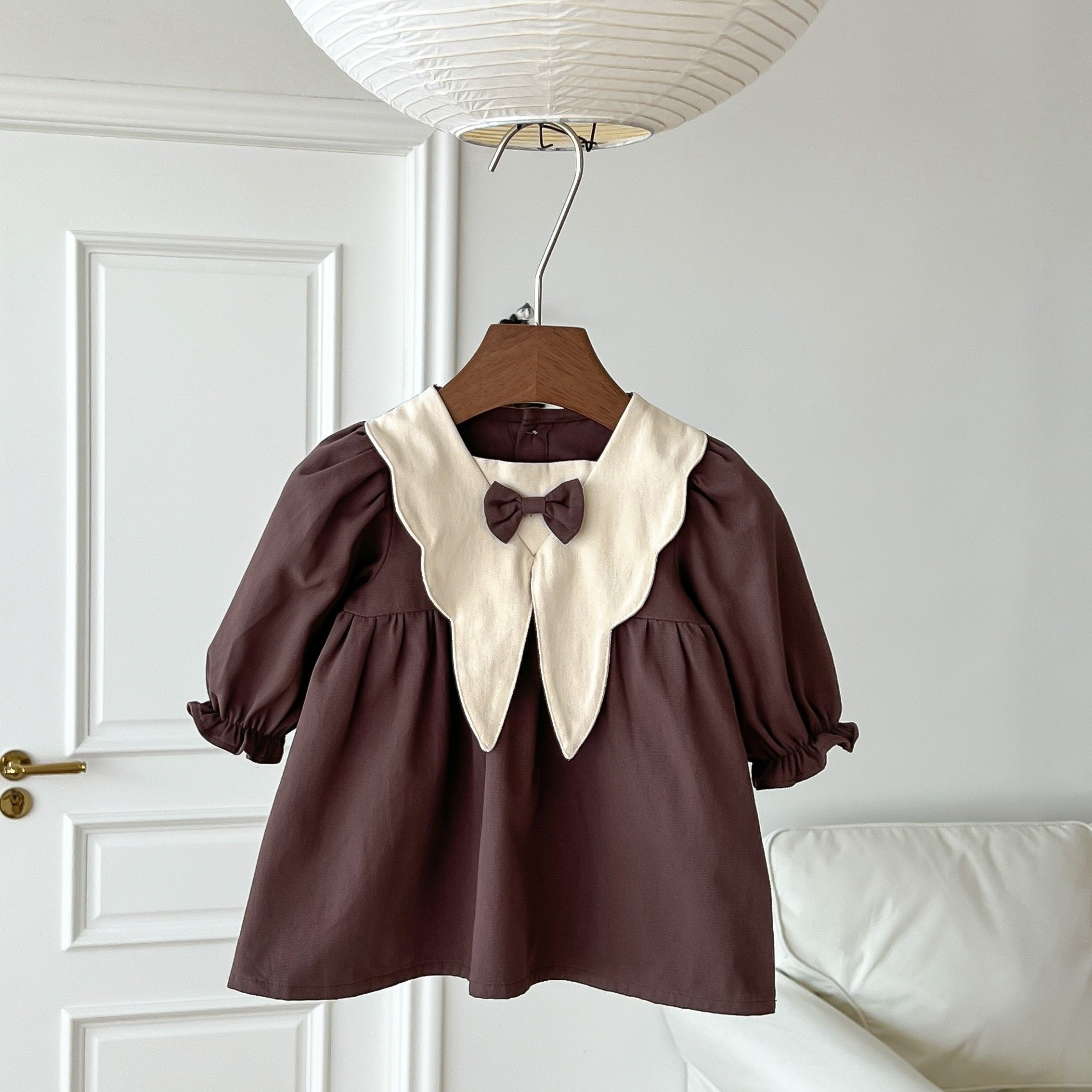 Infant Toddler Girls Vintage Princess Dress Woven Cotton Flared Knee Length